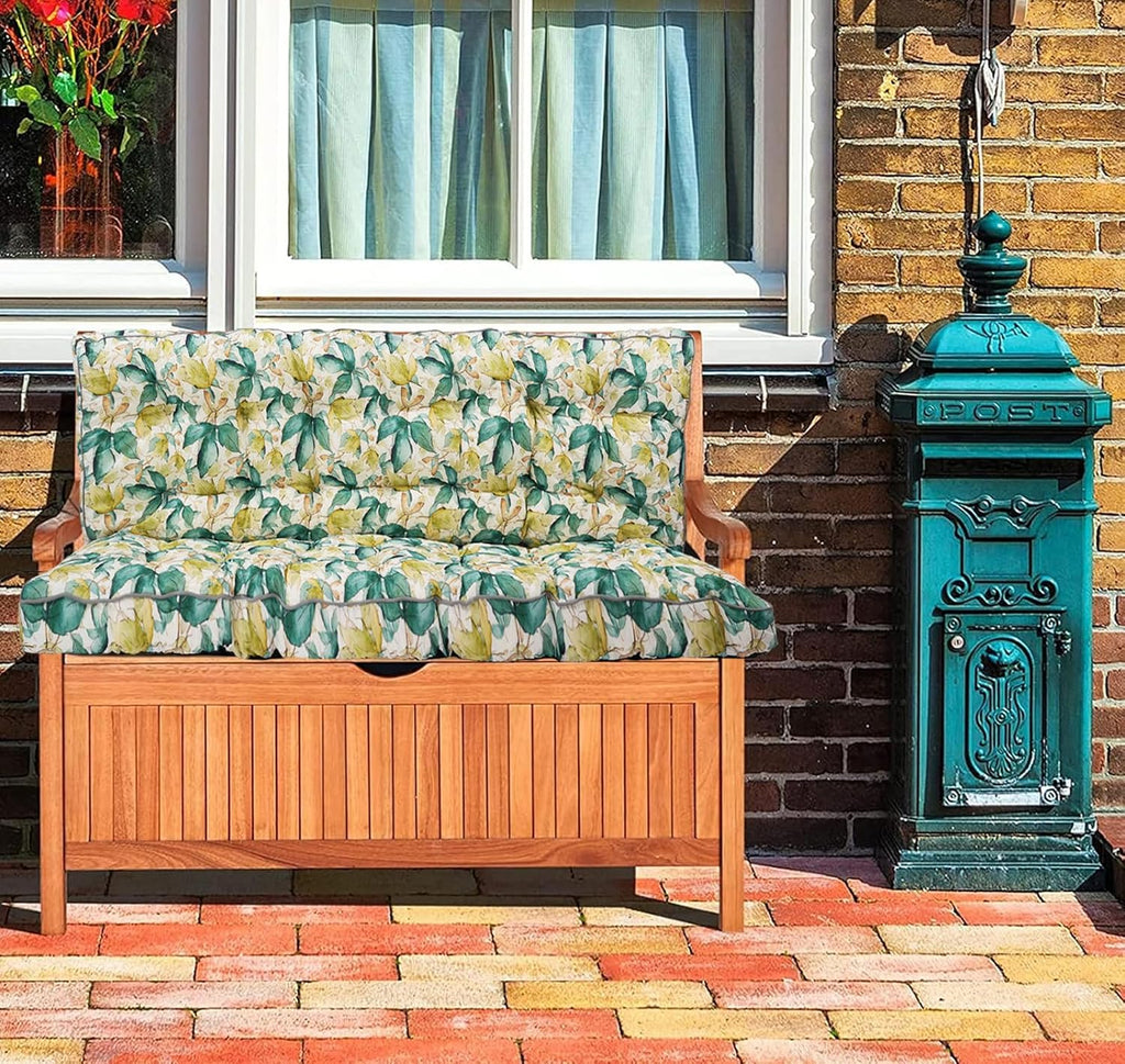 Waterproof Porch Swing Cushion Replacement, 2–3 Seat Swing Seat Cushion with Backrest & Ties, Thick Outdoor Bench Cushion for Patio Garden Porch (Clover, 40 x 63in)