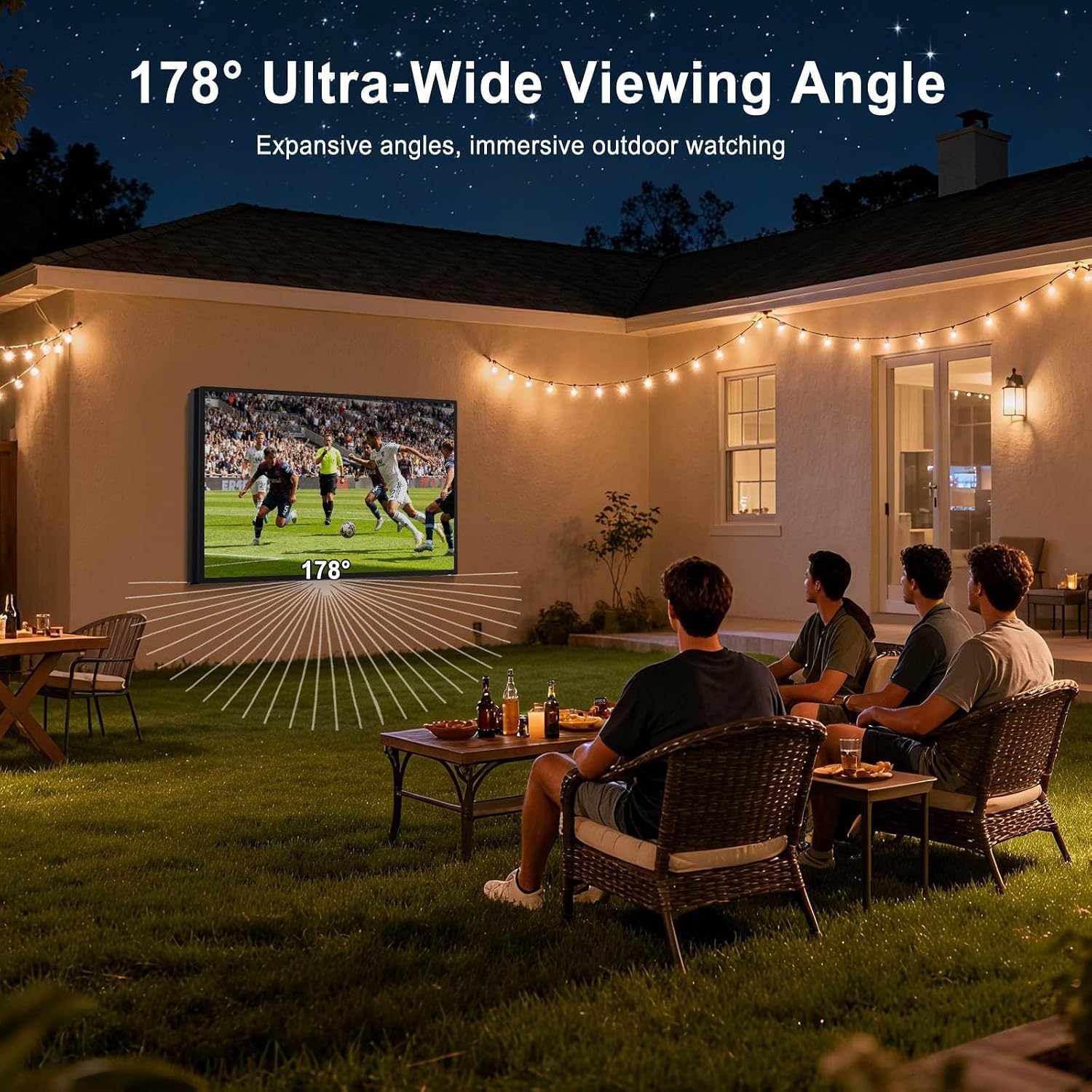 Outdoor TV, 55Inch 4K Outdoor Smart TV, 2500nits High Brightness Outdoor TVs, IP65 Waterproof TV, Voice Assistant Remote, Compatible with Dolby, Wide Viewing Angle Smart TV