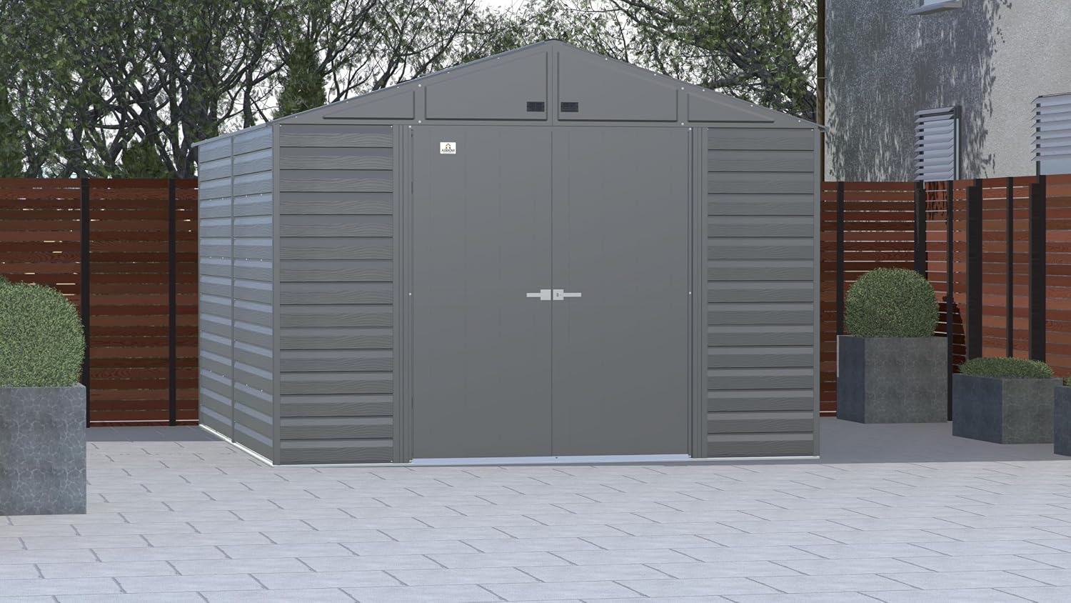 Arrow Select 10' x 12' Outdoor Lockable Steel Storage Shed Building, Charcoal