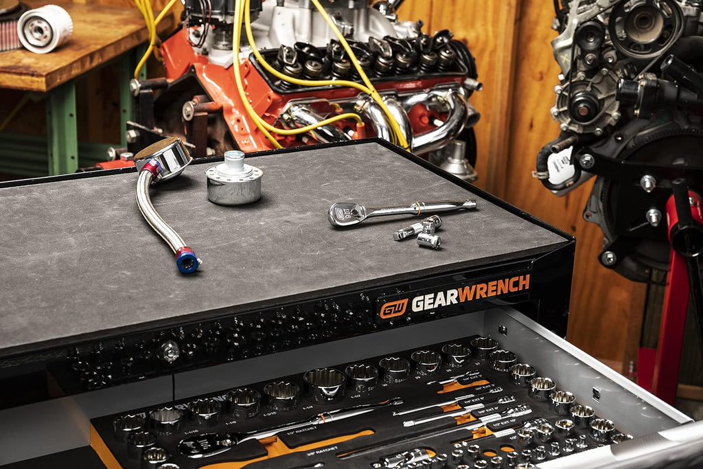 GEARWRENCH 83 Pc. 1/4, 3/8', 1/2' 90-Tooth SAE/Metric Mechanics Tool Set with EVA Foam Tray - 86529
