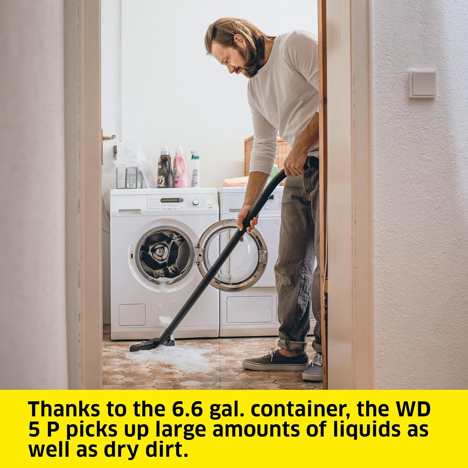 KÄRCHER Shop Vacuum WD 5 P, 6.6 Gal, 6.0 Peak HP, 33 ft Reach, Wet Dry Vacuum Cleaner, Heavy Duty, Blower Function, Crevice Tool, Floor Nozzle, Great for DIY Projects and Workshops