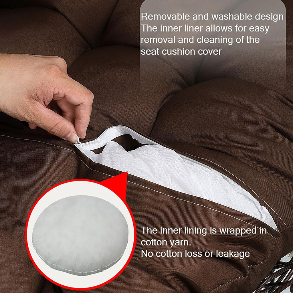 Waterproof Outdoor Hanging Chair Cushion, Washable Swing Seat Cushion for Patio & Garden, 120cm Rocking Chair Cushion, Perfect for Relaxing & Comfort,Yellow-120cm