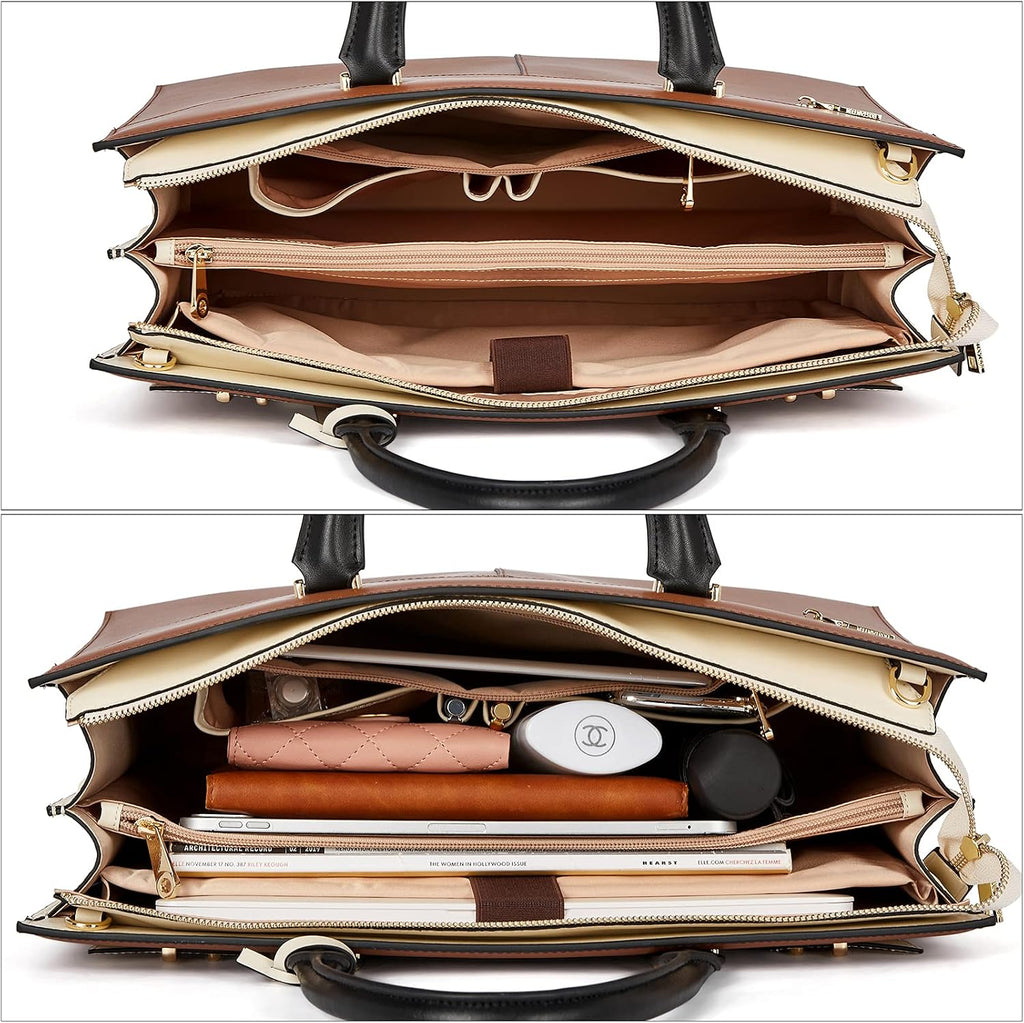 BOSTANTEN Briefcase for Women 15.6 Inch Genuine Leather Laptop Briefcase Shoulder Work Tote Bag Purse