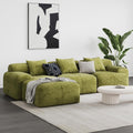118'' Modern L-Shaped Modular Sectional Sofa for Living Room，Oversized 3-Seater Couch with Deep Seat and Movable Ottoman – No Assembly,Comfortable Corduroy Fabric Boneless Sofa (Green)