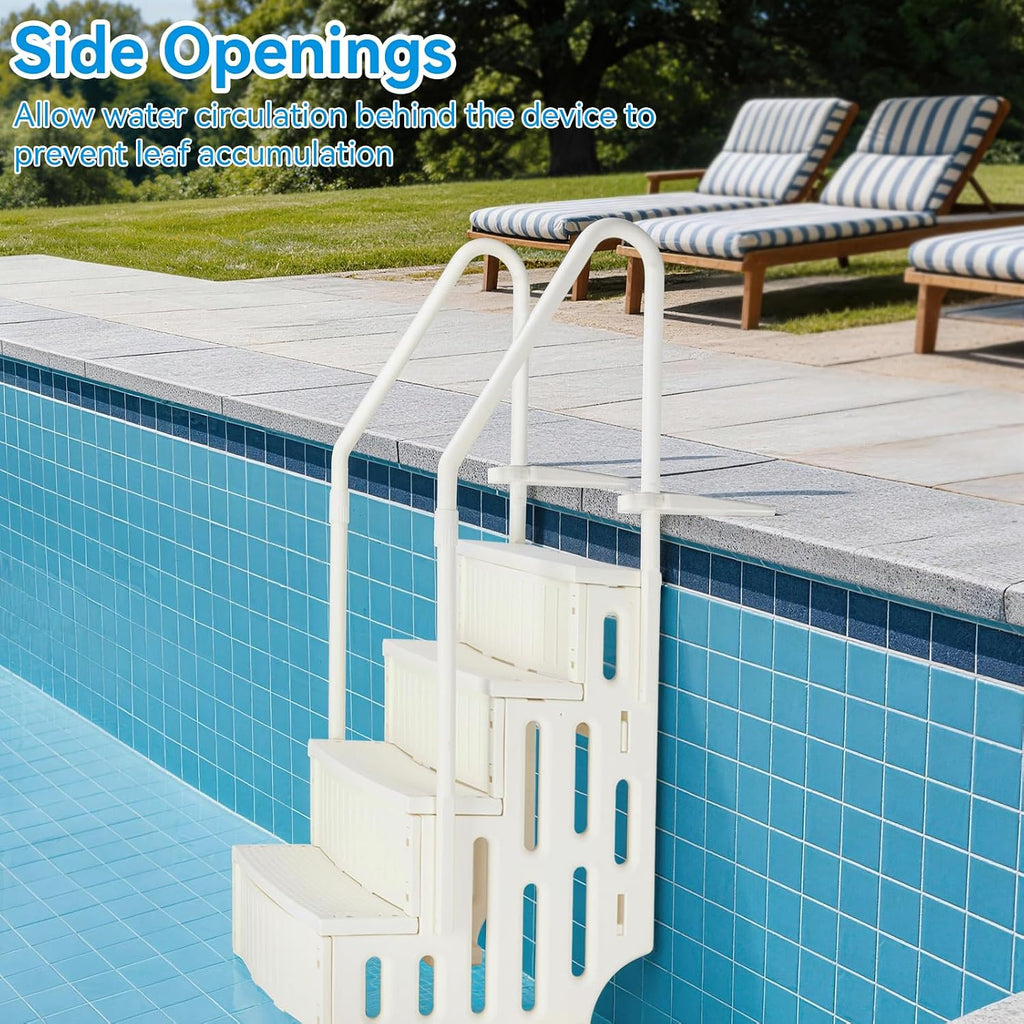 Outvita 4 Steps Heavy-Duty Safety Pool Ladder for 48' to 54' Above Ground Swimming Pools with Non-Slip Heavy Duty Steps, 400lbs Capacity, Stair Entrance with Handrails(Beige)