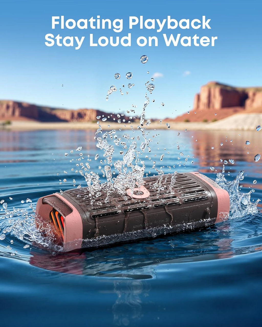 Soundcore Boom 3i by Anker, Compact Outdoor Speaker, IP68 Waterproof, Floating Playback, Saltwater-Resistant, BassUp 2.0, 50W Portable Speaker, Bluetooth 5.3, 16H, TWS, Kayak/Fishing/Camping-Brown