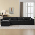 146''Cloud Boneless Sectional Couch, Modular Sectional Sofa Deep Seat with Ottoman, Oversized Upholstered Convertible Comfy 5 Seater Chenille Sofa L Shape Couches for Living Room, Dark