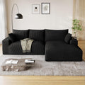 Oversized L Shaped Boneless Couch with Wide Right-Facing Chaise, 113' Fluffy Cloud Sectional Couches for Living Room, Plush Corduroy Memory Foam Modular Sectional Sofa with Cup Holder, Black