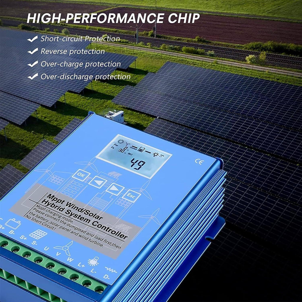 Wind Solar Hybrid System MPPT Charge Controller with Dump Load 3000W,5000W,6000W,8000W,10000W,12000W Wind Turbine Generator Solar Panel 12V/24V/48V Auto Regulator, Solar Controller,6000W-24V