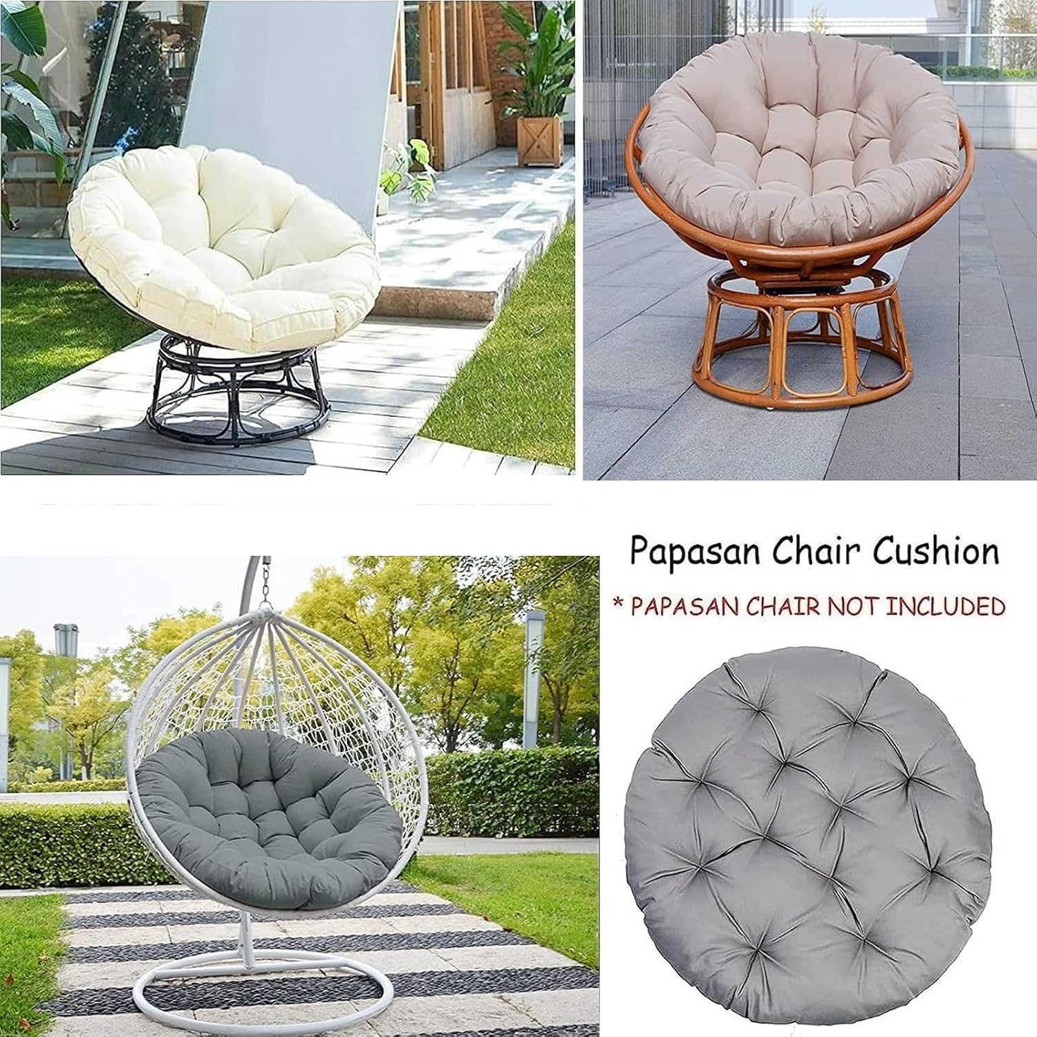 Papasan Round Chair Cushion, Thick Removable Seat Cushion Hanging Swing Cushion, Waterproof Papasan Cushion, Rocking Chair Cushion, Hammock Cushion (Chair Not Included)(Red,140cm)