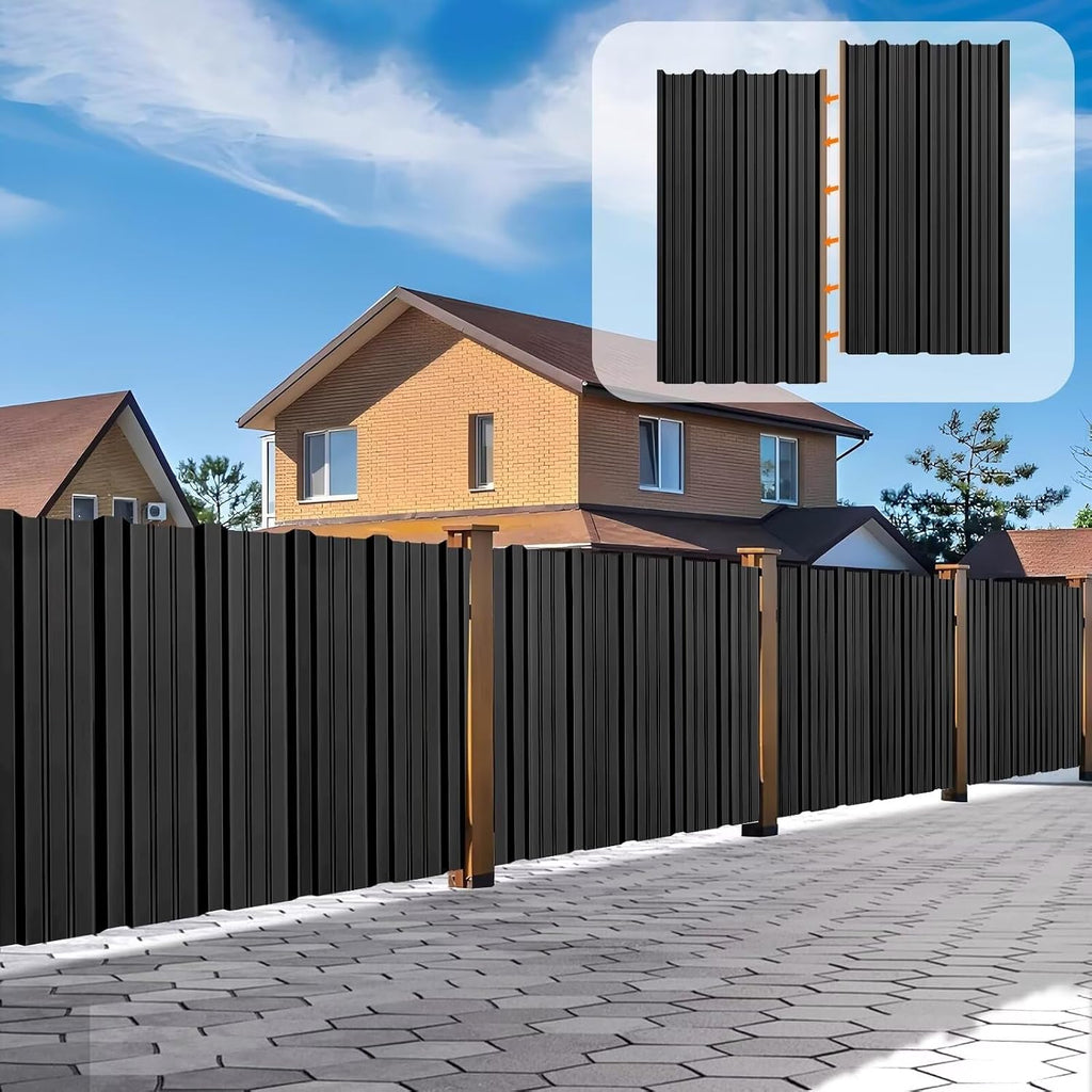 Metal Roofing Panels - 12 Pcs Waterproof Heavy Duty Metal Roof Panels Corrugated Metal Siding for Roofs Carports Tool Sheds Patio Porch Pergola, Easy to Install Black, 50.78x17.7in