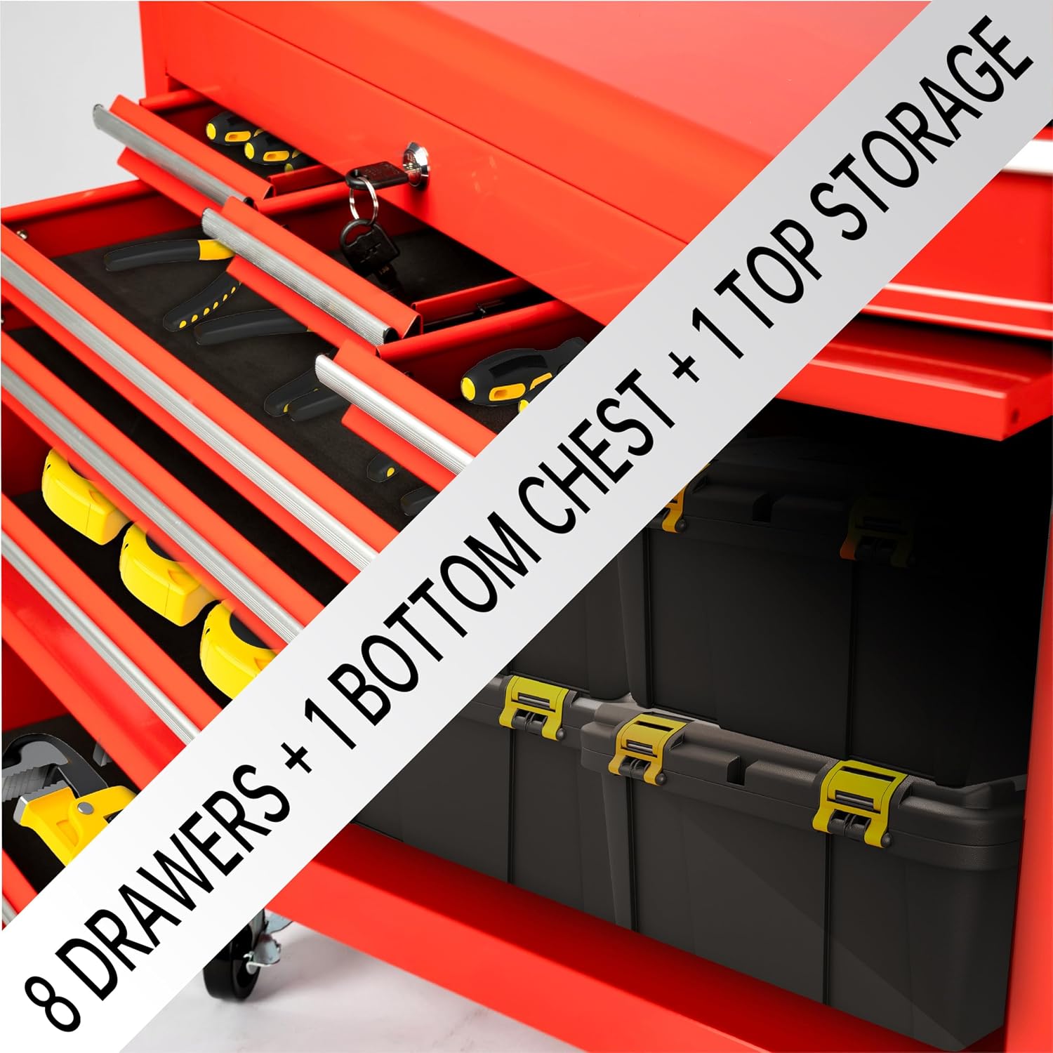 Maxority 8-Drawer Rolling Tool Chest with Lockable Wheels, Sliding Drawers, Detachable Top & Adjustable Shelf – Heavy Duty Tool Storage Cabinet for Garage, Workshop & Home Organization
