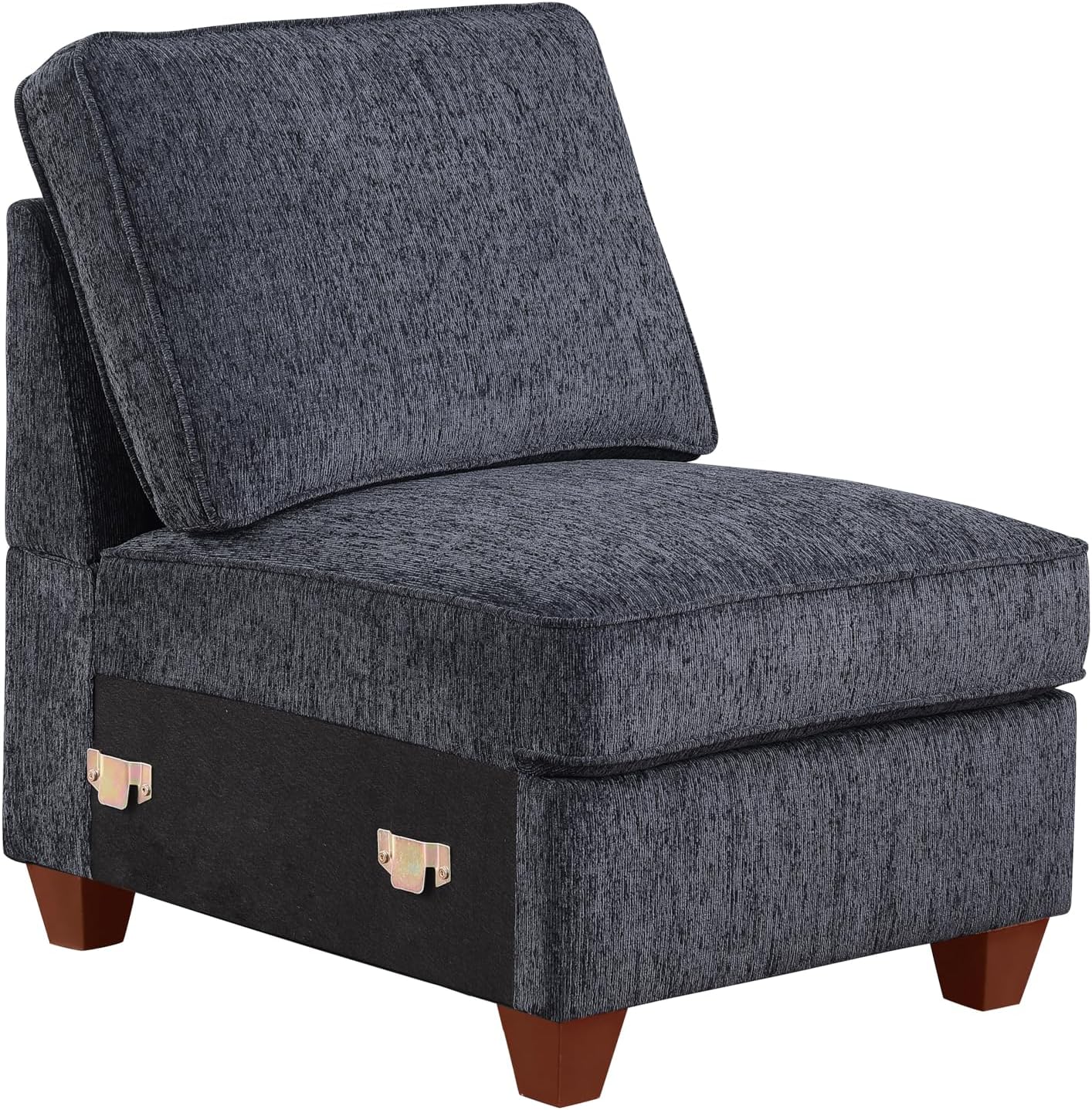 Ball & Cast 116' L-Shaped Sectional Couch with Movable Ottoman & 6 Throw Pillow,7 Seat Chenille Upholstered Sectional Sofa W/Wide Armrest,DIY Combination,Comfy Sectionals Set for Living Room,Dark Gray