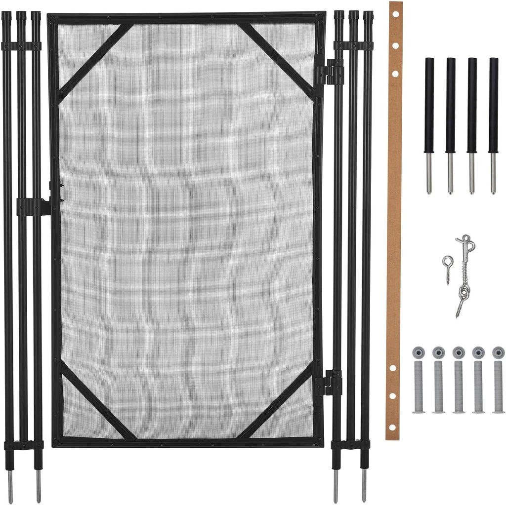 GarveeLife 4 ft x 2.5 ft Pool Fence Gate, Heavy Duty Steel Aluminum Frame, Pool Safety Fence Gate Kit with Stainless Steel Latch for Inground/Above Ground Pools, DIY Installation, Black