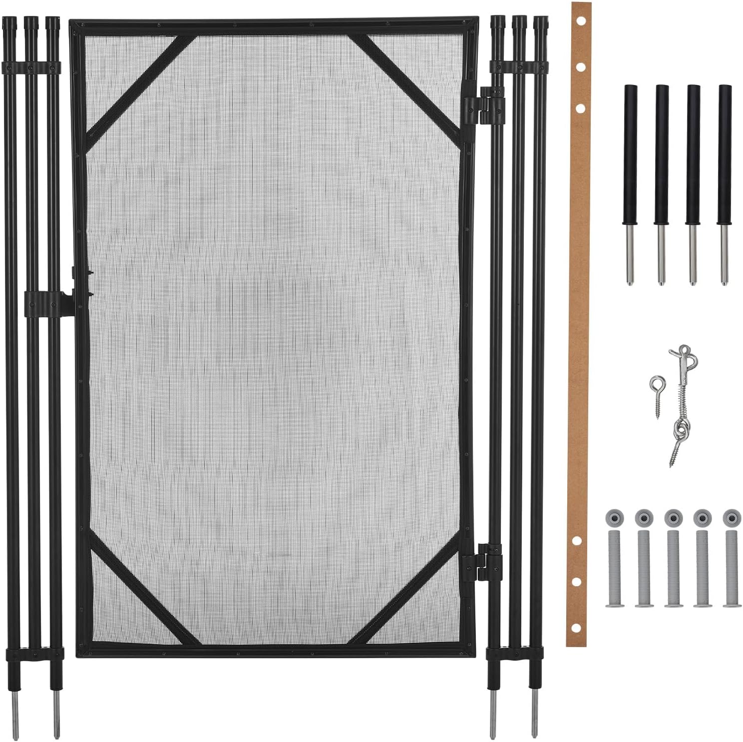 GarveeLife 4 ft x 2.5 ft Pool Fence Gate, Heavy Duty Steel Aluminum Frame, Pool Safety Fence Gate Kit with Stainless Steel Latch for Inground/Above Ground Pools, DIY Installation, Black