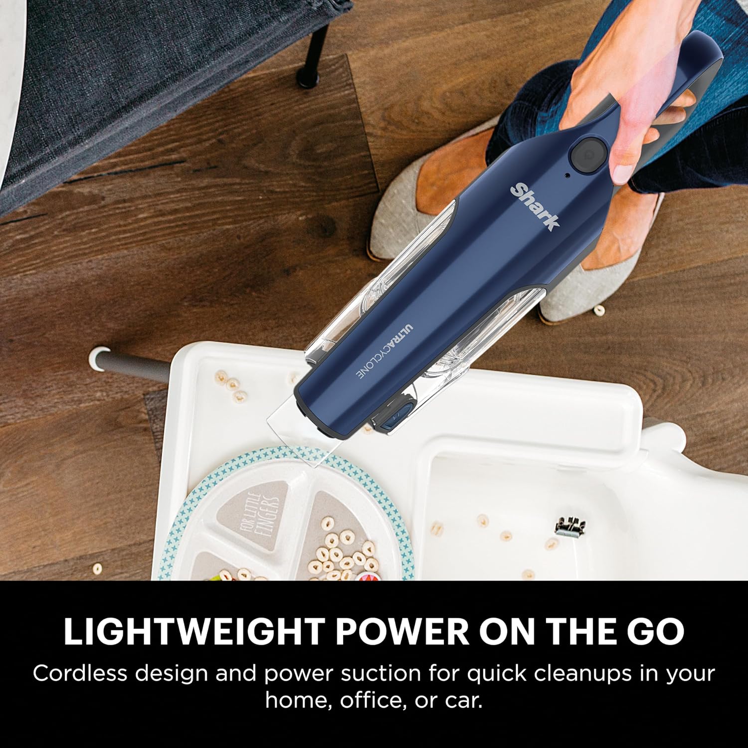 Shark CH964AMZ 2-in-1 Cordless & Handheld Vacuum Ultracyclone System, Ultra-Lightweight and Portable for Car and Home, Washable Filter, XL Dust Cup, Crevice Tool & Scrubbing Brush, Blue