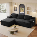 96' Sectional Couches for Living Room Cloud Couch Sofa with L-Shape Upholstered Boneless Couchs Modern Modular Sectional Couch with Chaise (Black, 96' W+Left Facing Chaise+2Seaters)