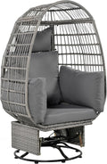 Outdoor Swivel Chair with Cushions, Rattan Egg Patio Chair with Rocking Function for Balcony, Poolside and Garden