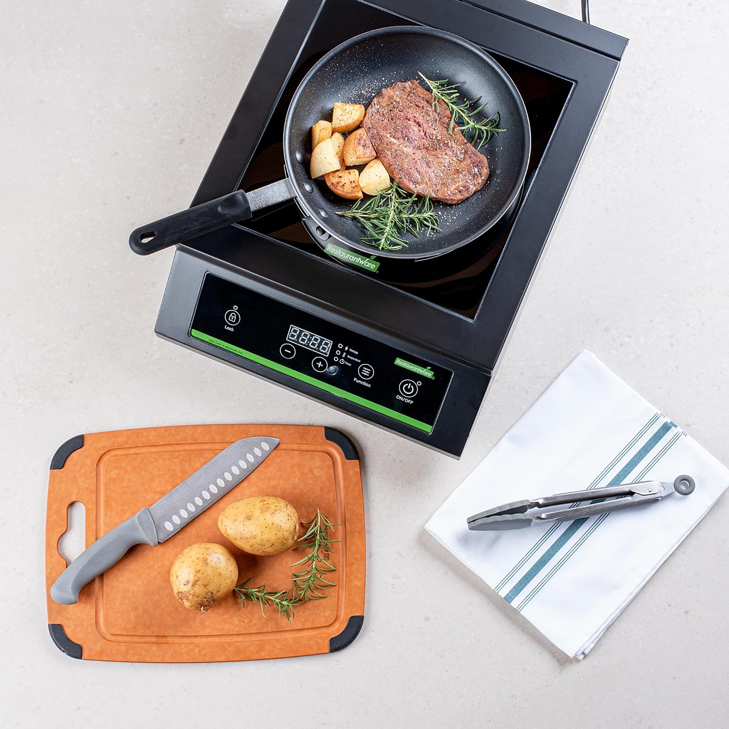 Restaurantware-Kitchen Tek 3500 W Induction Cooktop, 1 Electric Hot Plate With Sensor Touch - 140F To 465F, 10 Wattage Settings, Black Steel Countertop Induction Stove With Ceramic Plate, 240V