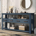 Modern Console Table Long Narrow 62-Inch Sofa Entry Table with Drawers & Open Shelves for Living Room Entryway, Easy Assembly (Navy Blue)