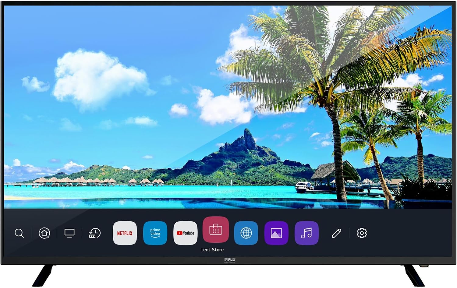 Pyle 55' 2160p UHD Smart TV - Flat Screen Monitor HD DLED Digital/Analog Television w/Built-in WebOS Hub Operating System, HDMI, USB, AV, Full Range Stereo Speaker, Wall Mount, Includes Remote Control