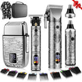 QREEYX Hair Clippers for Man T-Blade Trimmer Nose Hair Trimmer Electric Shaver Set, Professional 4 in 1 Barber Clippers Set for Haircut, Men's Grooming Kit with LCD Display, Ideal Gift for Him