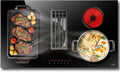 Hobsir 36 Inch Electric Cooktop with Downdraft Extractor, 4 Burners Glass Radiant Stovetop 7400W, 9 Power Levels, Cook top with BBQ, Timer, Pause, Safety Lock, 240V(No Exhaust Pipe Required)