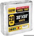 Core Tarps Extreme Heavy Duty 20 Mil Tarp Cover, Waterproof, UV Resistant, Rip and Tear Proof, Poly Tarpaulin with Reinforced Edges for Roof, Patio, Pool, Boat (White 30′ X 50′)