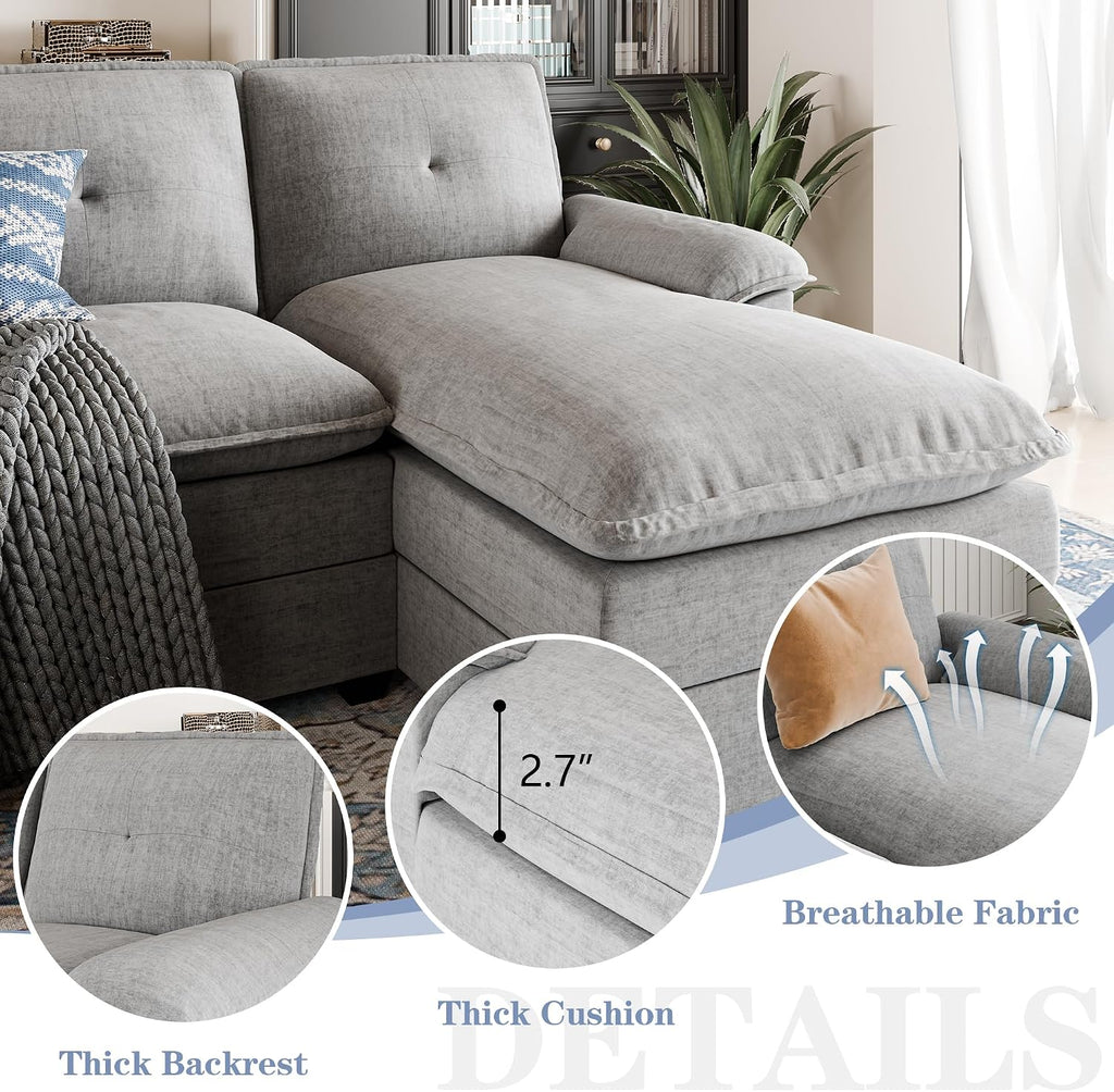 U Shaped Sectional Couches for Living Room,110' Modern Big Sofa Couch with Double Chaise,4 Seat Modular Sofa Couches with Thick Cushion & Soft Backrest
