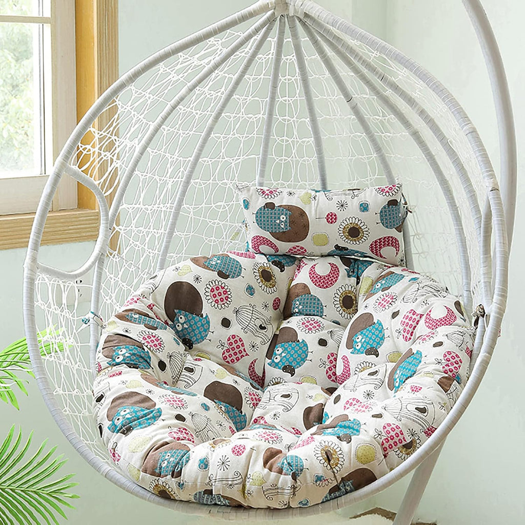 HUHJYUGE Egg Chair Cushion Outdoor, Hanging Chair Cushion Only, Thicken Hanging Basket Seat Cushion with Pillow, Skin-Friendly, Detachable, Soft Not-Slip, for Home Garden (E)