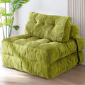 MAXYOYO Folding Sofa Bed, Convertible Sleeper Chair with Pillow Foldable Mattress with Back Support, Portable Fold Out Chair Bed Comfy Floor Sofa Lounge for Living Room Bedroom, Beige, Green