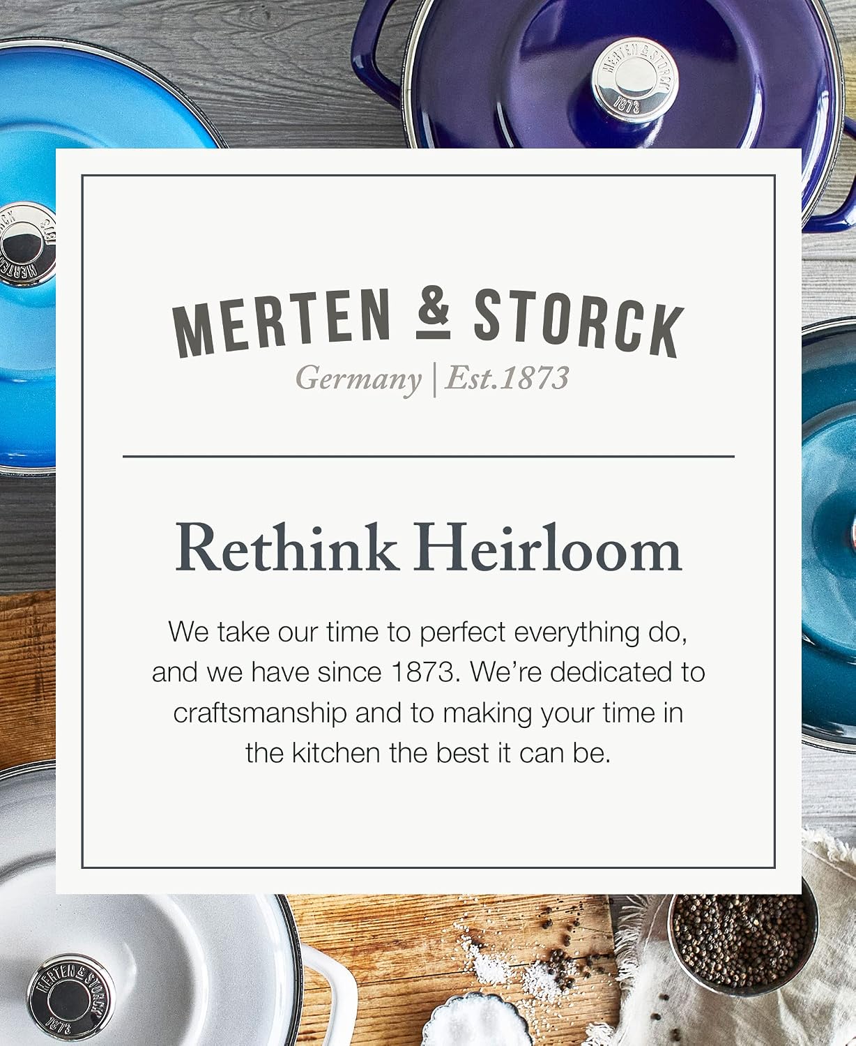Merten & Storck 7QT Round Dutch Oven Casserole Pot with Lid, European Crafted Enameled Iron Stockpot, Induction & All Cooktops, Braising, Stews, Roasting, Slow Cooking, Sourdough, Cobalt Blue