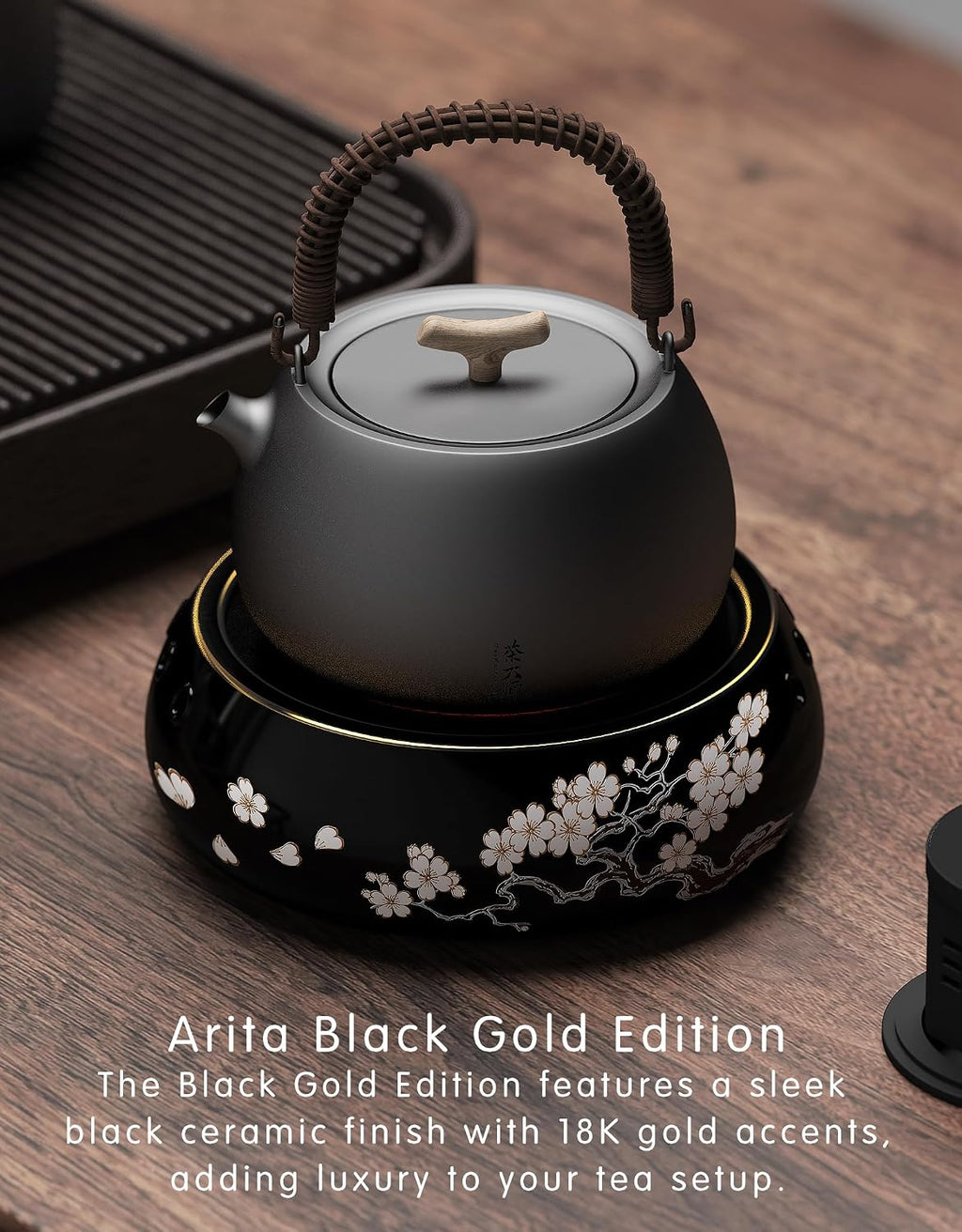 TMASTER 1200W Electric Hot Plate,Ceramic Round Hot Plate,Portable Stove Kitchen Cooktop Electric Heater,for Boiling Water,Making Tea, Coffee (Arita Sakura Flying Ceramic Tea Heater - 120V/1200W)