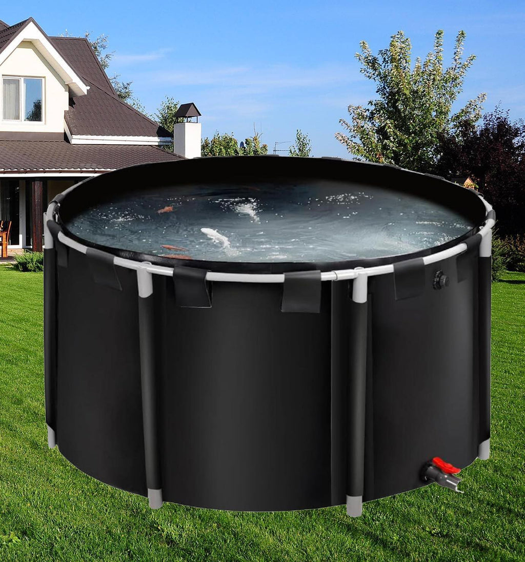 Above Ground Pond,Canvas Fish Pond Pool,Round Thickening Koi Pond Tank,PVC Fish Pond,Pool Above Ground with Durable Framed,for Fish Farming Aquatic Products Breeding Pond 59x39in/449Gal