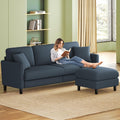 Welzona 83' Couches for Living Room, Teddy Sofa Couch with Storage Ottoman, L Shaped Couch with Movable Ottoman, Tool-Free Modular Sectional Sofa, All-Wood Sofas for Living Room 2 Pillows, Blue Grey