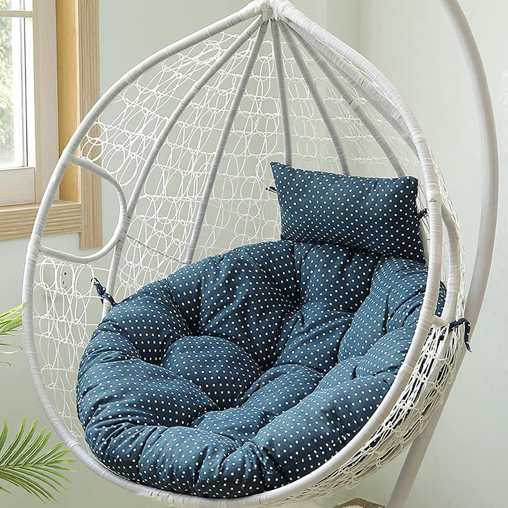 HUHJYUGE Egg Chair Cushion Outdoor, Hanging Chair Cushion Only, Thicken Hanging Basket Seat Cushion with Pillow, Skin-Friendly, Detachable, Soft Not-Slip, for Home Garden (D)