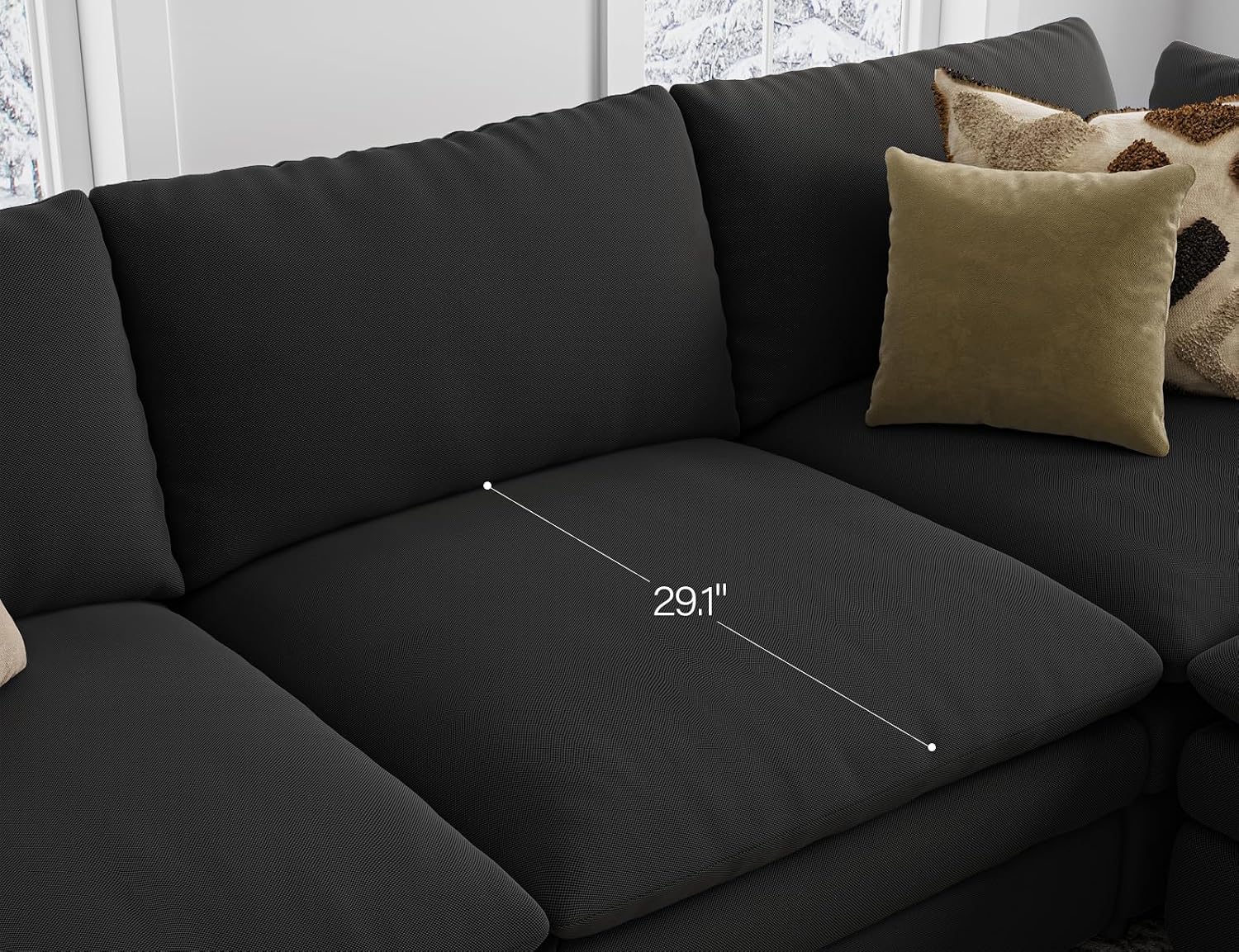 Txtin's Sectional Couches for Living Room U Shaped Cloud Couch with Ottoman Deep Plush 5 Seats Sofa Modern Sofa for Apartment