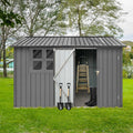 Ball & Cast 6x8 FT Metal Frame Garden Sheds with Lockable Doors and Window,Outdoor Single-Storey Roofed Storage Shed,w/Waterproof Roofs,for Storing Bicycles,Lawnmowers,Barbeques,Grey