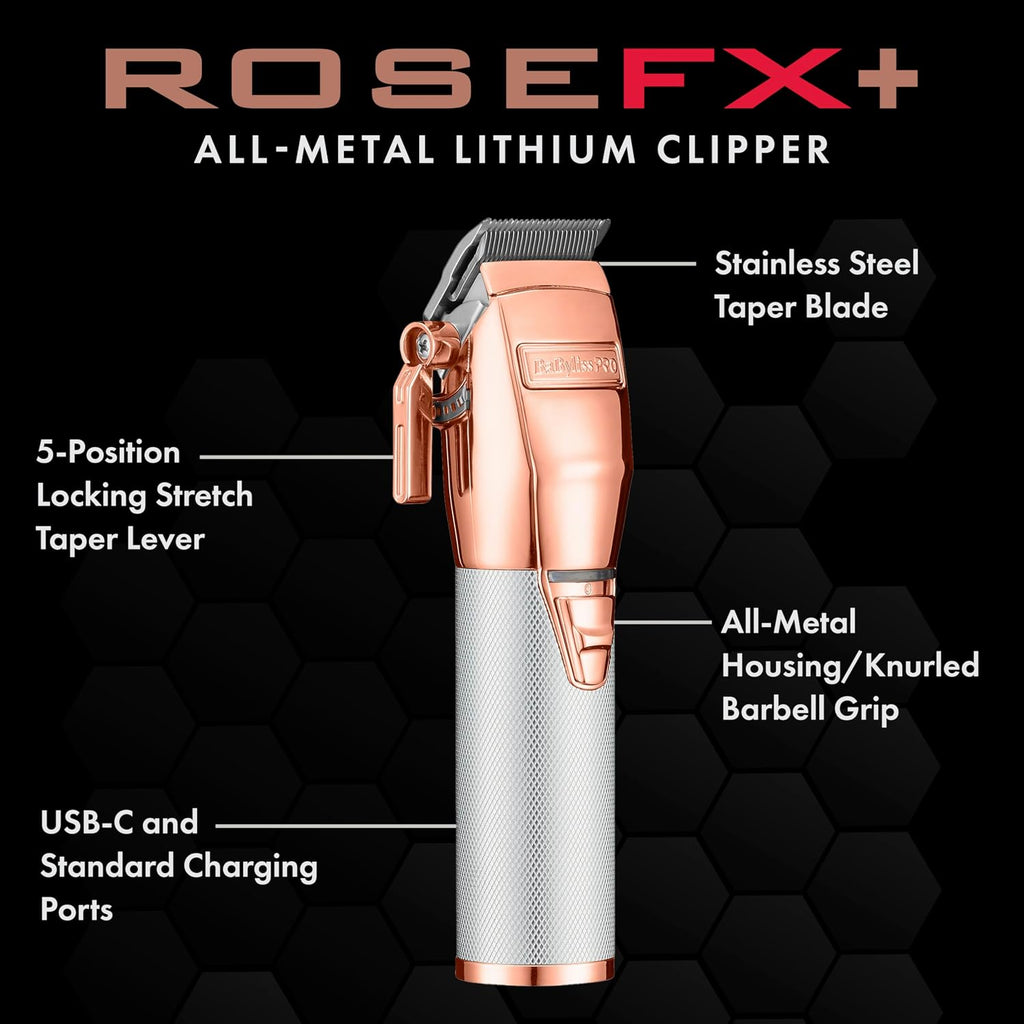BaBylissPRO FX+ Professional Barber Cord/Cordless Hair Clippers for Men, All Metal, Lithium Battery with 3-Hour Runtime