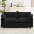ROWHY Modular Loveseat Sectional Sofa, 78' Upholstered Loveseat, 2 Deep Seat Sofa Couch with 2 Throw Pillows for Small Space, Modern Comfy Cloud Couch for Living Room, Chenille, Black