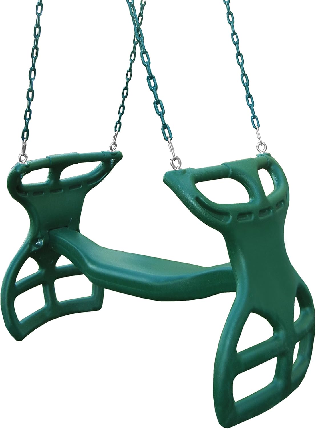 Swing-N-Slide WS 3452 Heavy Duty Two Person Dual Glider Swing, with Coated Chains to Prevent Pinching, 18' W x 25 in H x 40' L, Green