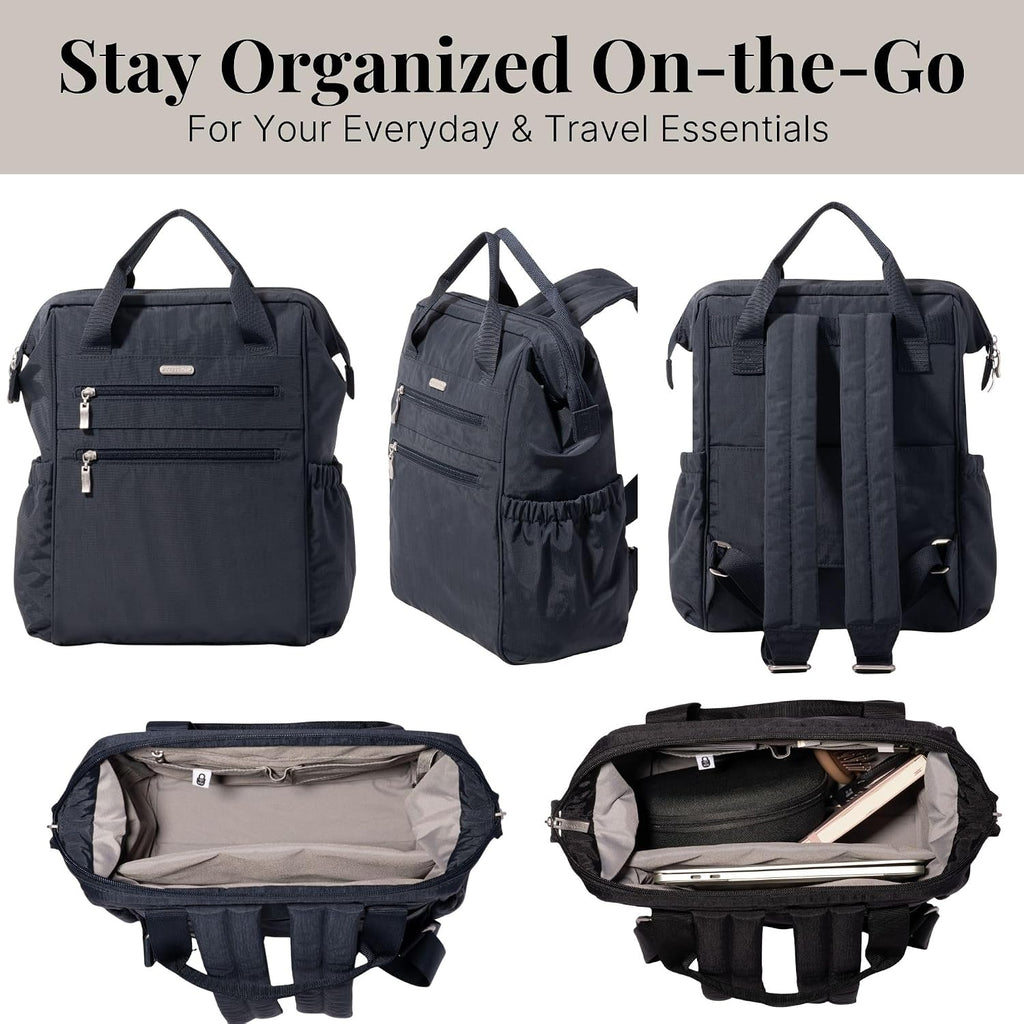 Baggallini City Scape Backpack - 15'x11' Lightweight Work Travel Bag w/Luggage Sleeve & RFID