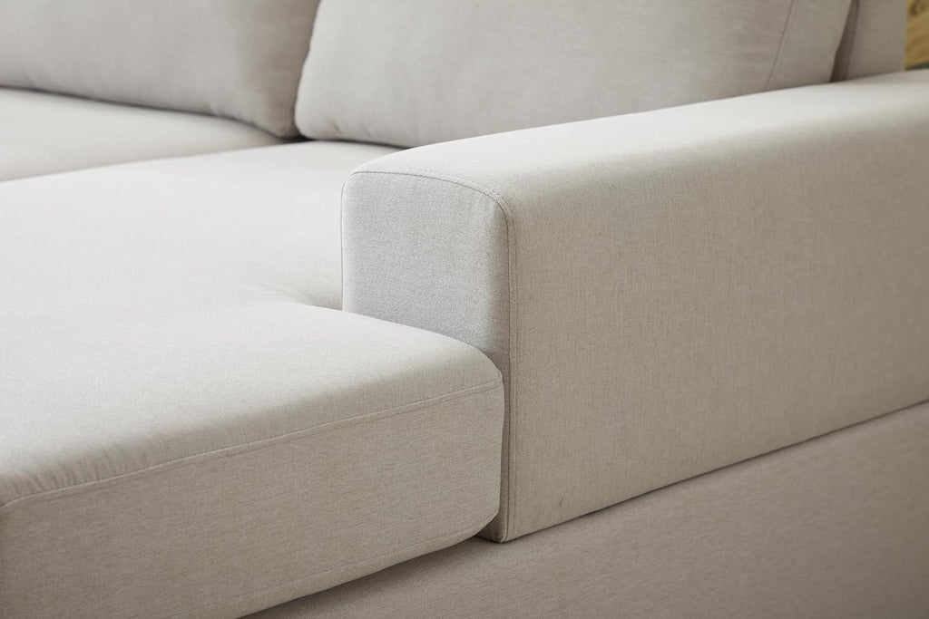 Ball & Cast 147' L-Shaped Sectional Couch for Living Room with Reversible Chaise & Removable Back Cushions,7 Seat Linen Upholstered Convertible Sectional Sofa Set,DIY Combination,for Home,Office,Beige