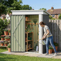 Devoko 5 x 3 FT Storage Sheds with Floor Frame, Waterproof Garden Tool Shed with Lockable Door, Outdoor Metal Small Shed for Backyard Patio Lawn, Gray