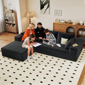 96' Cloud Sectional Couch with L-Shape Chaise, Modern Corduroy Boneless Couch for Living Room,Memory Foam Sofa with Deep Seat,No Assembly Required (Black,Left-Facing Chaise)
