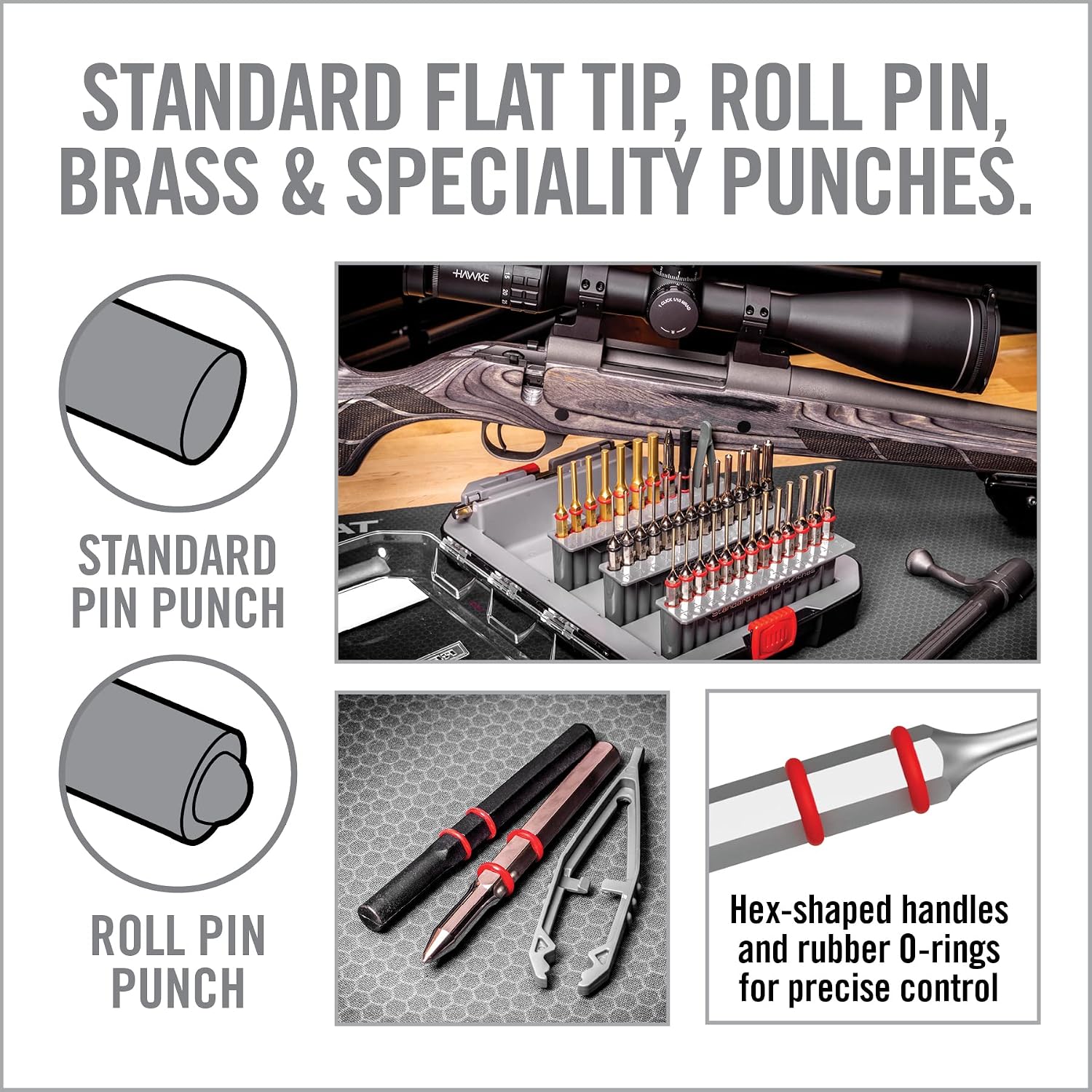 Real Avid Punch Set, Gunsmithing Tool Kit with Roll Pin Punch Set, Flat Tip Metal Punch Set, Brass Punch Set and Gunsmithing Tools: Pin Starter Tool
