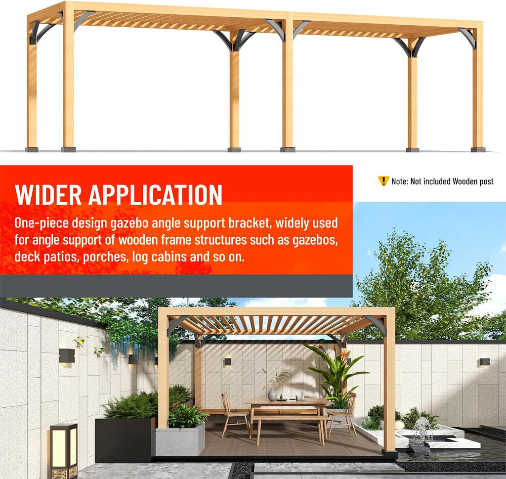 Heavy Duty Integrated Arc 4''x4''(Actual Tube Dia: 3.2''x 3.2'') 45 Degree Angle Support Pergola Brackets Q235-Steel 4Pack