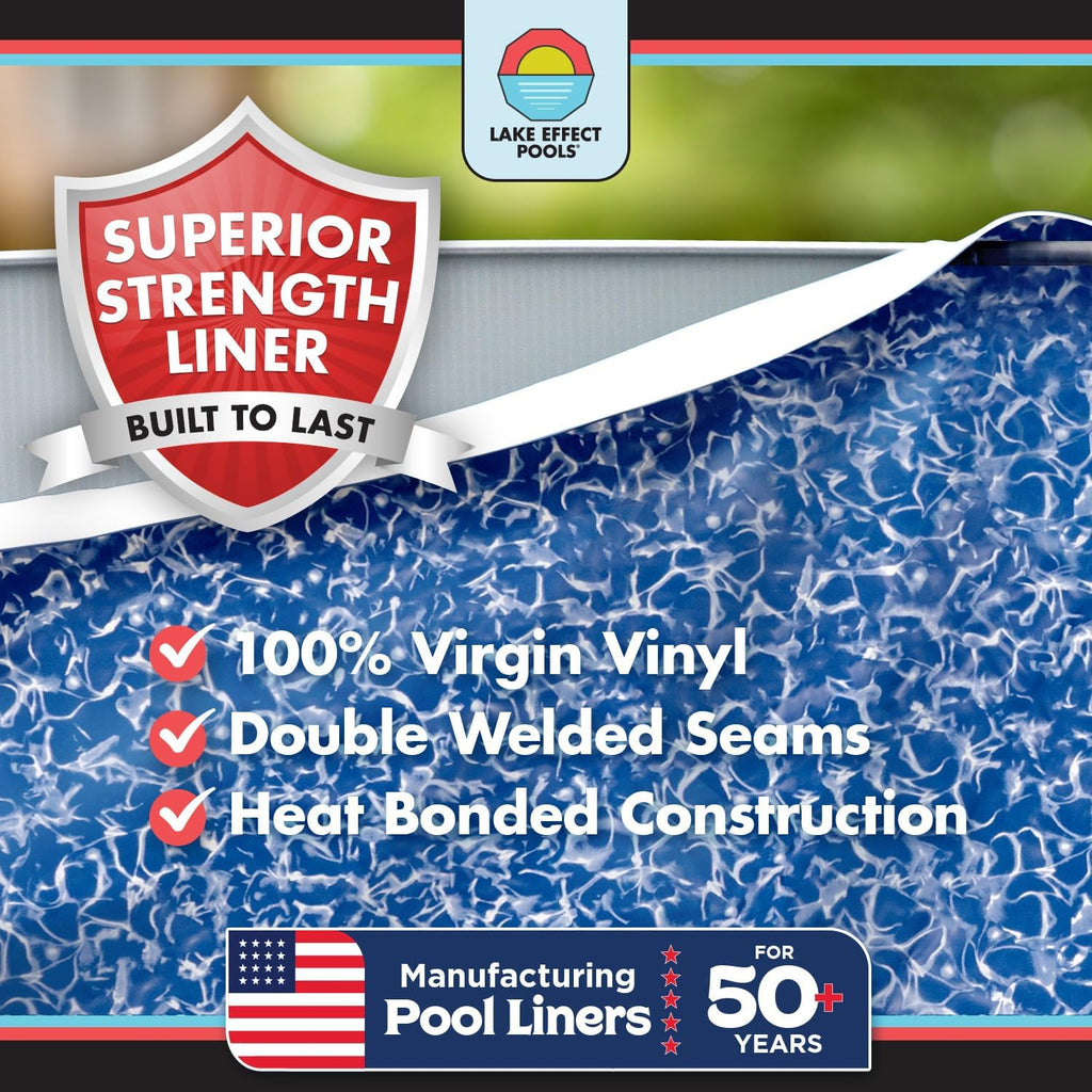 Lake Effect Pools 'Meadows' 18 ft x 33 ft Oval Above Ground Swimming Pool | 52 Inch Steel Side Walls | Kit Includes: 25 Gauge Overlap Liner & Widemouth Skimmer