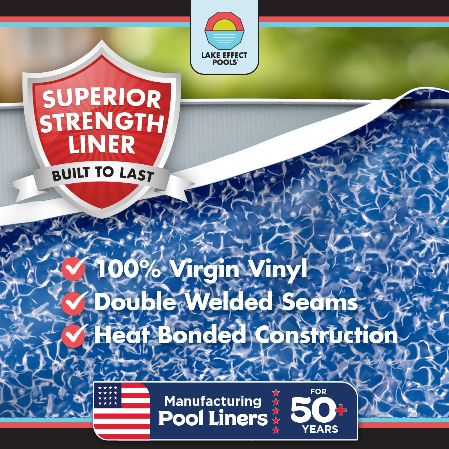 Lake Effect Pools 'Meadows' 15 ft x 24 ft Oval Above Ground Swimming Pool | 52 Inch Steel Side Walls | Kit Includes: 25 Gauge Overlap Liner & Widemouth Skimmer