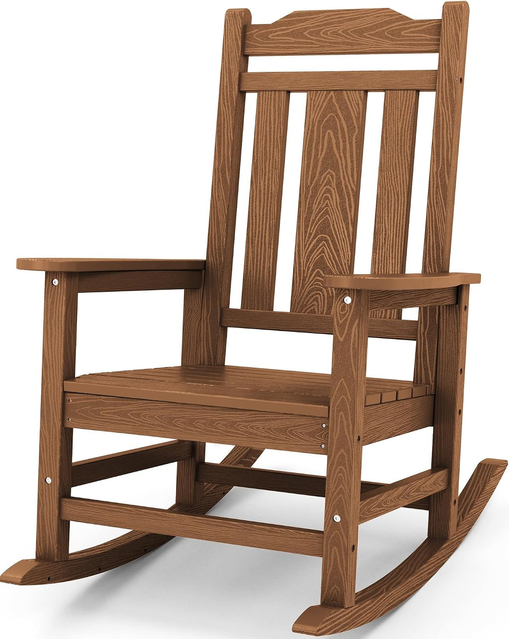 SERWALL Oversized Rocking Chair, HDPE Outdoor Rocking Chairs, Patio Rocking Chair Sets for Adults, Brown
